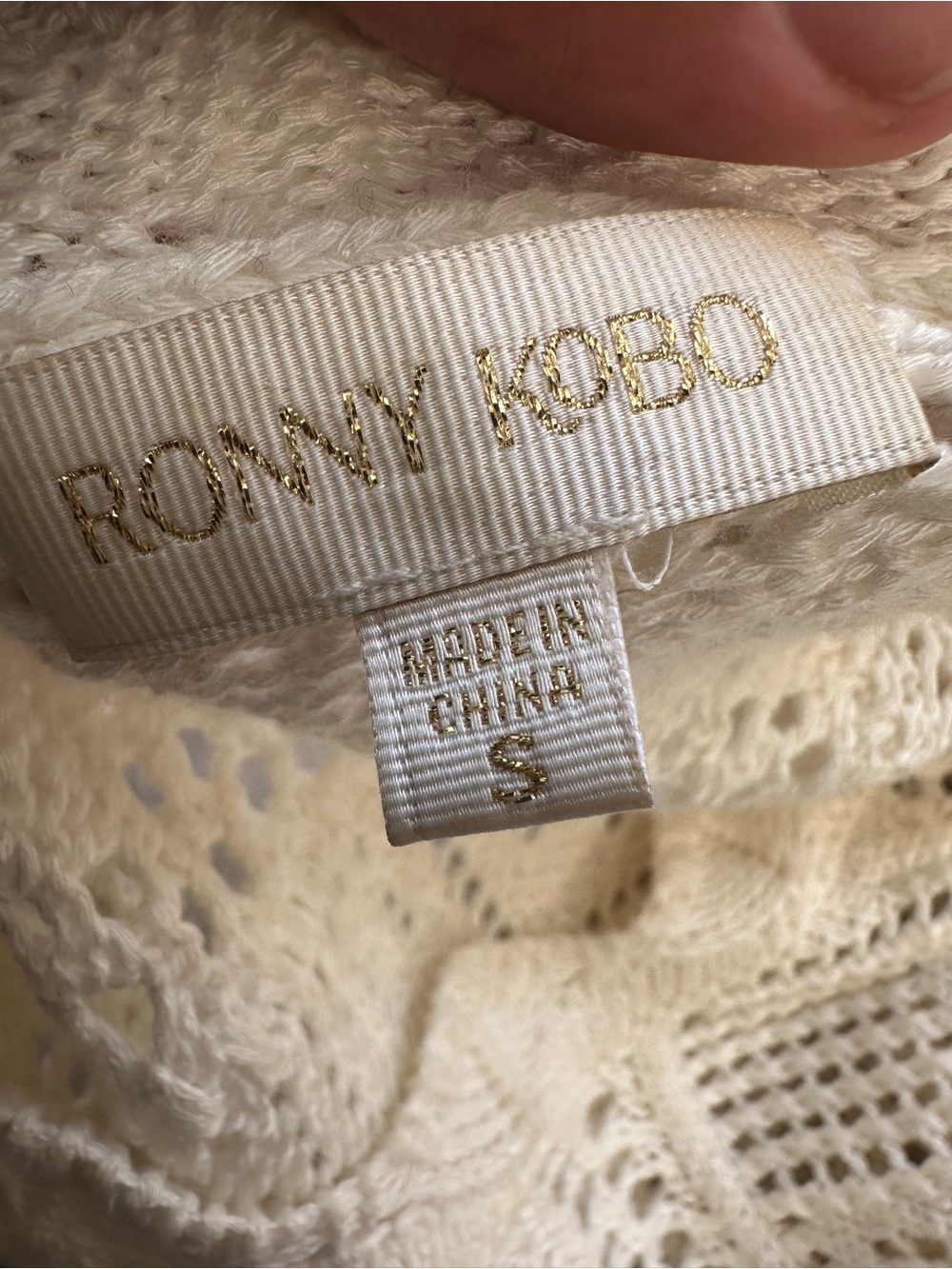 Ronny Kobo Crochet Knit Crop Sweater in Cream - Picture 4 of 5